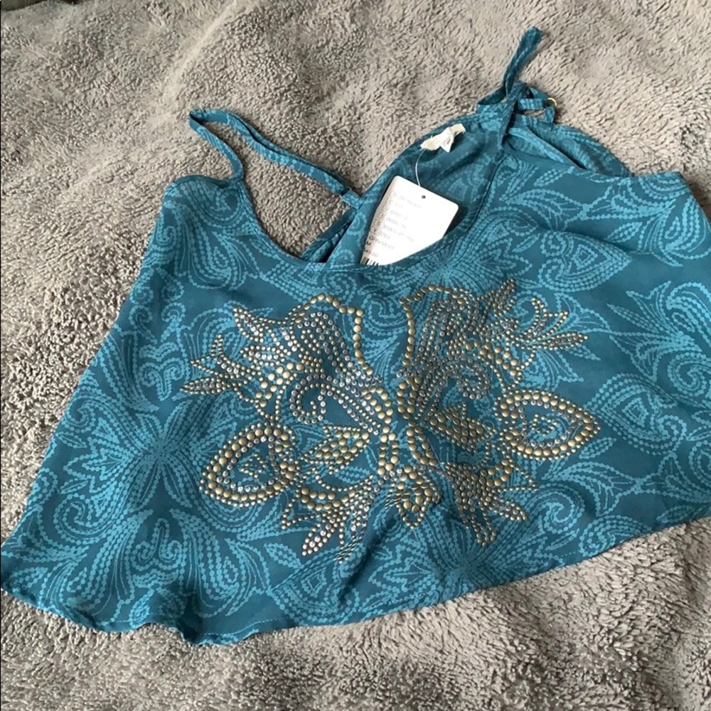 NWT Urban Outfitters Teal Crop with Grommet Detail